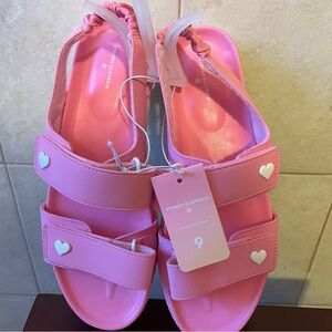 NWT STONEY CLOVER LANE x TARGET PINK SANDALS Shoes STRAPS HEART ACCENTS SIZE 9